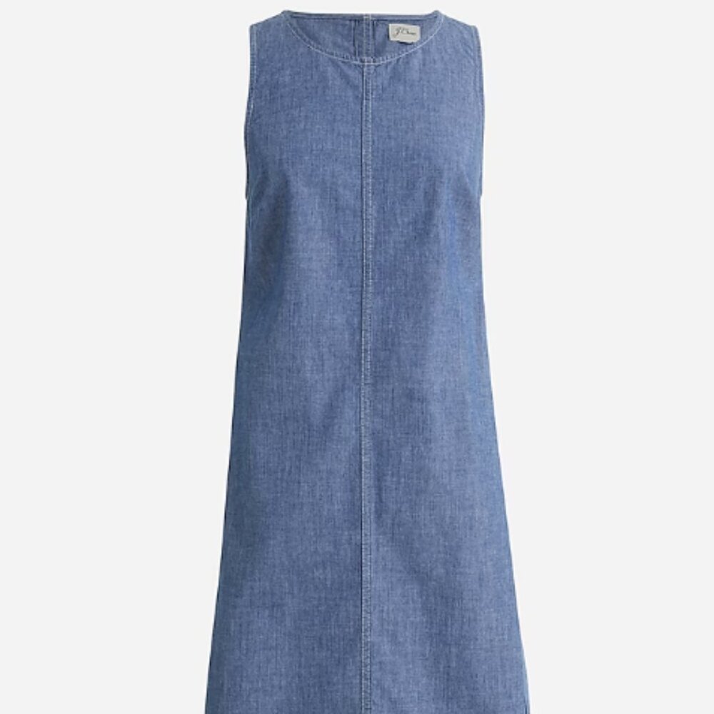 J.Crew Button-back chambray shift dress - Petite XXS